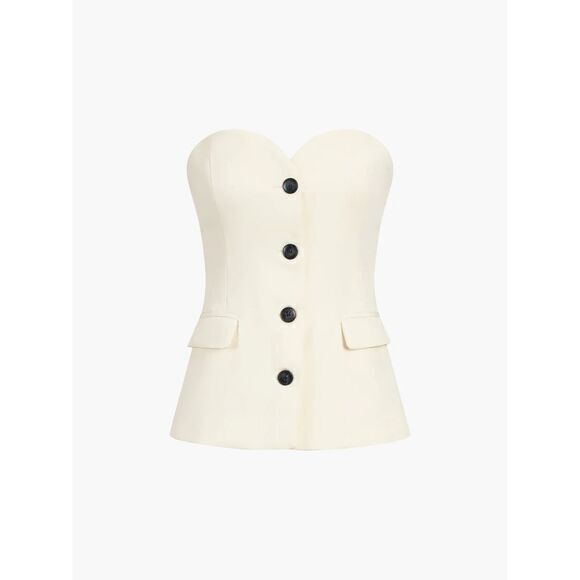 Commense Cream Strapless Corset Tube Top with Button Details size S - Picture 14 of 15